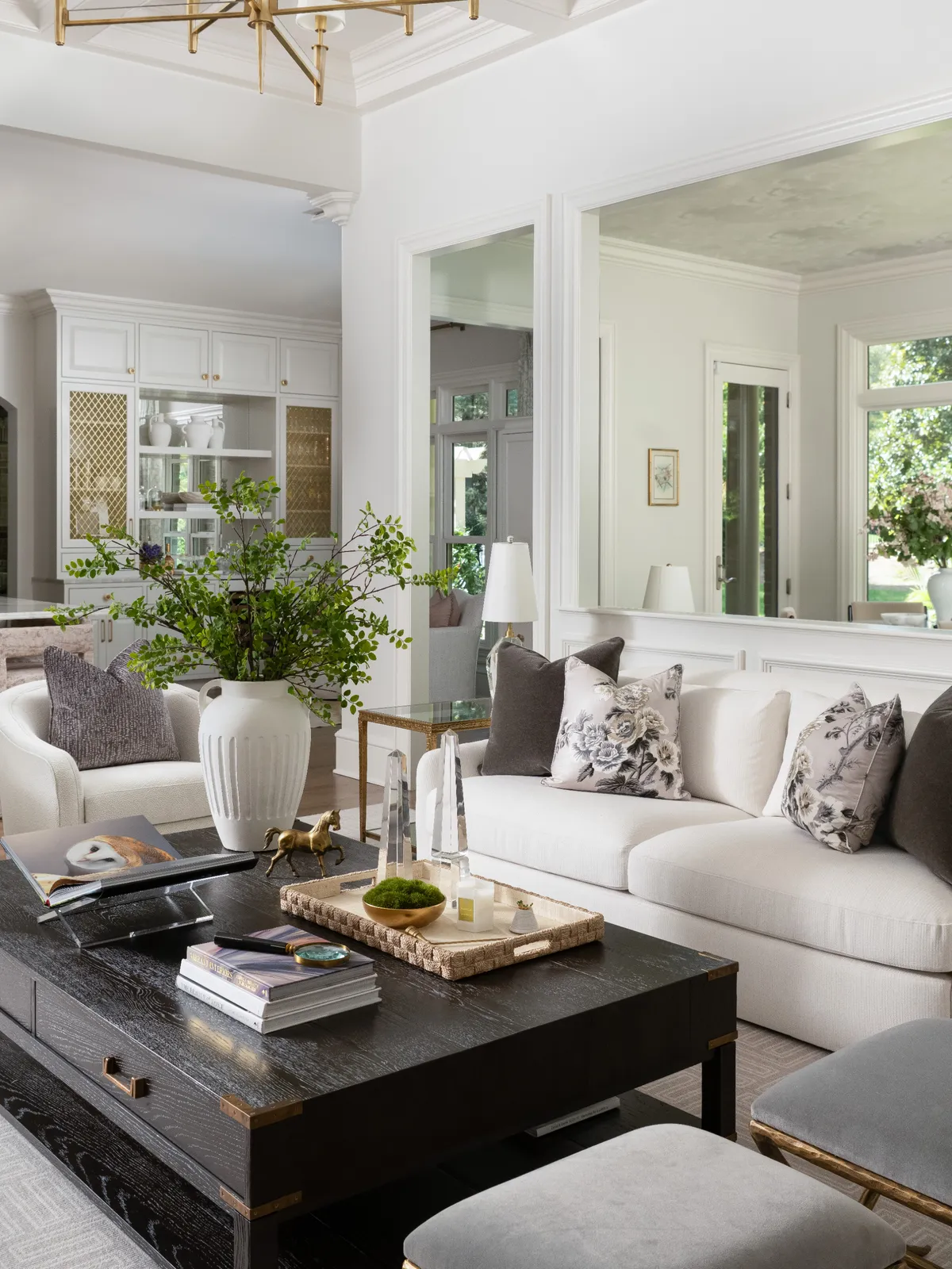 Modern living room with sophisticated furniture and natural light